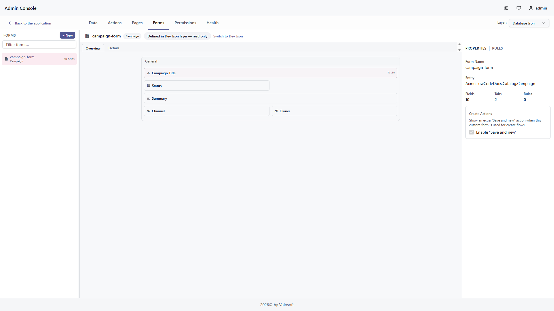 Form setup