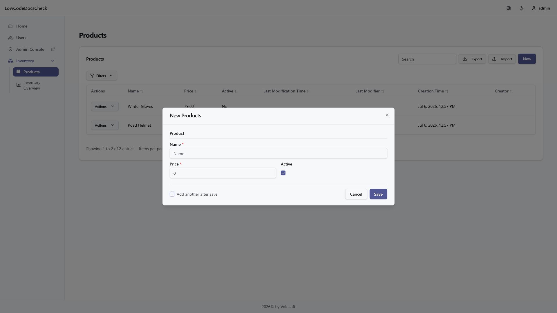 Generated React create form