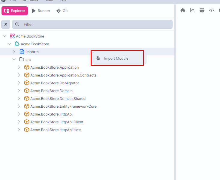 Import module action