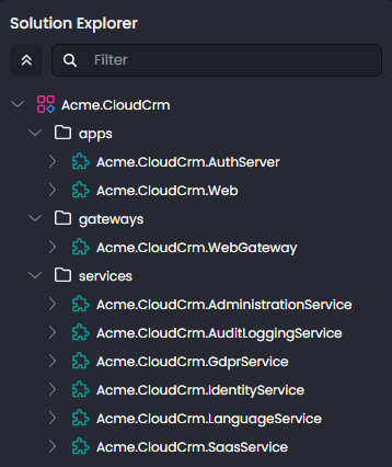 abp-studio-created-microservice-solution-explorer