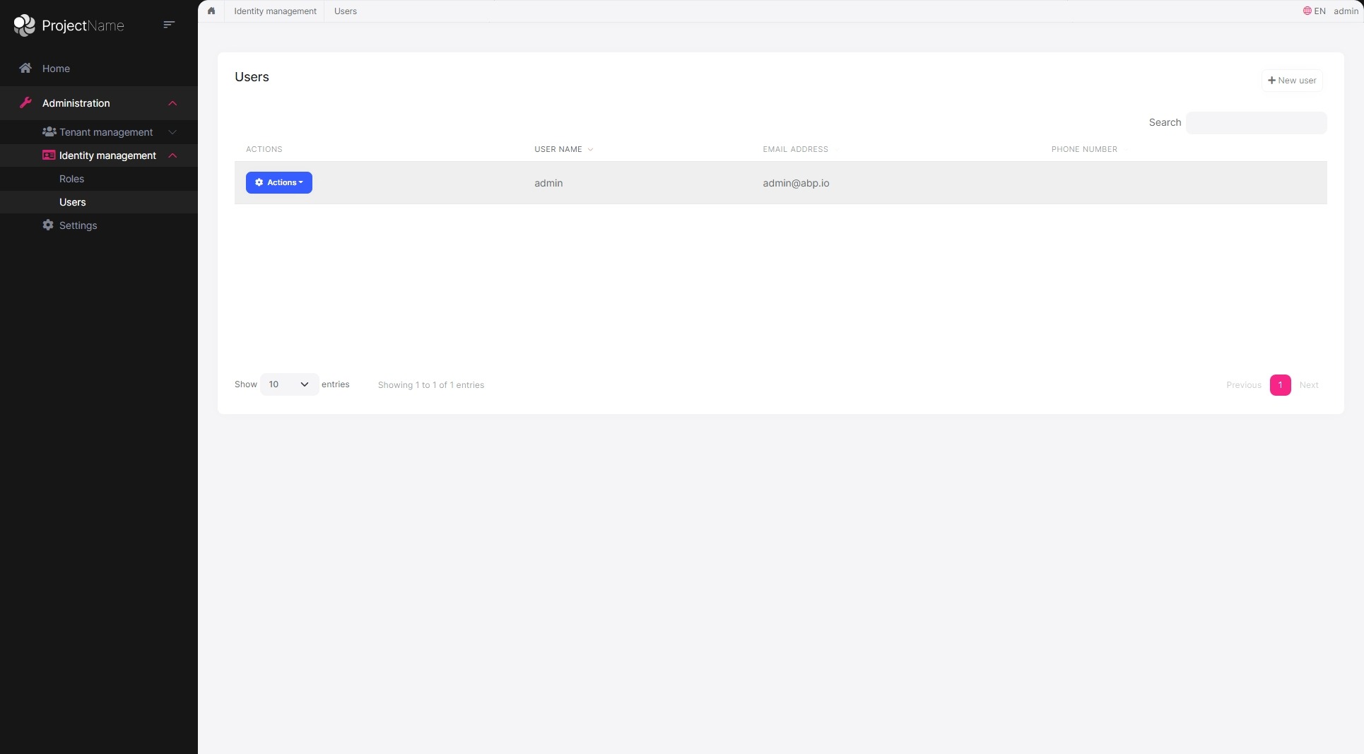 LeptonX Lite application layout