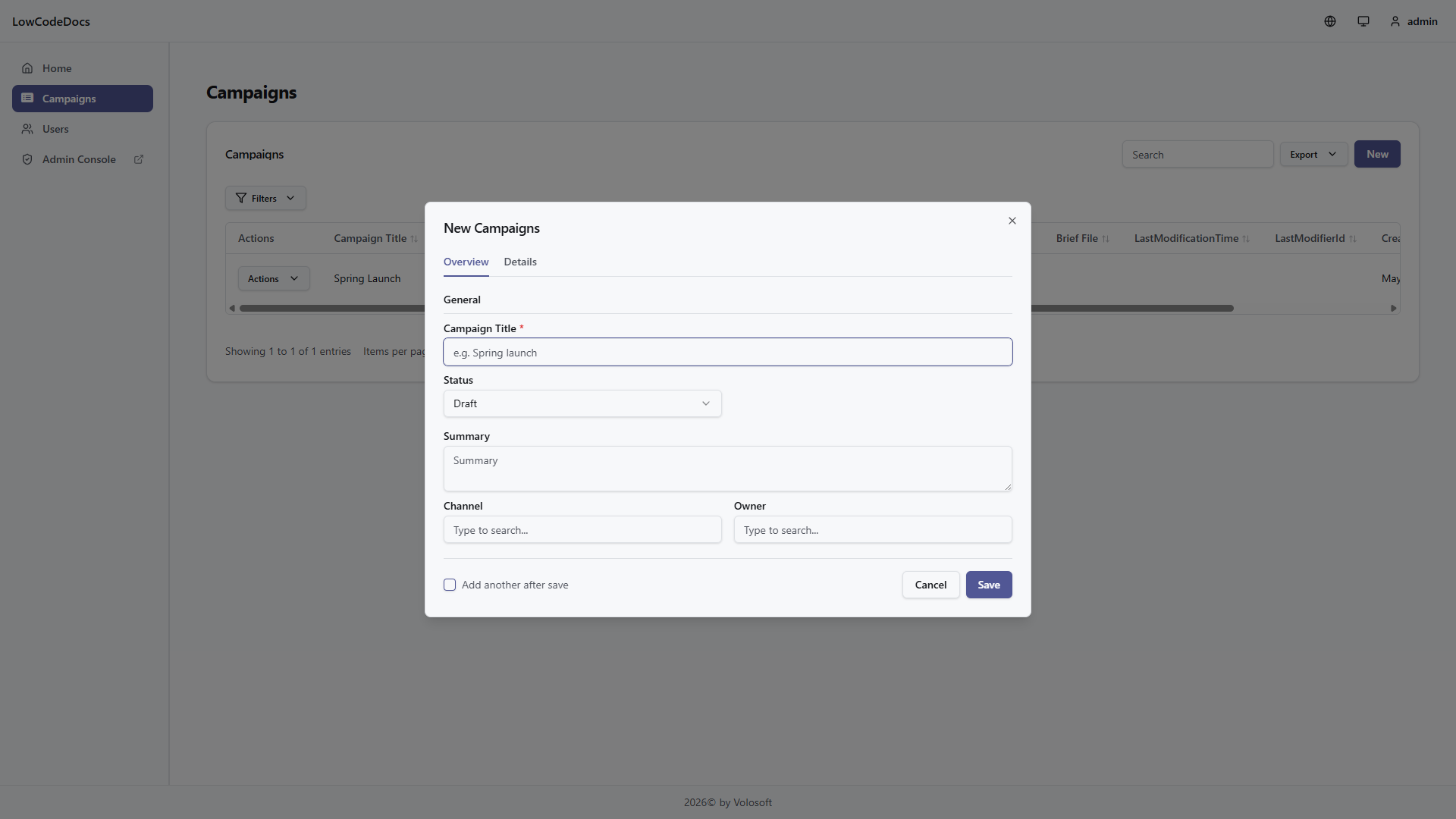 Generated create form