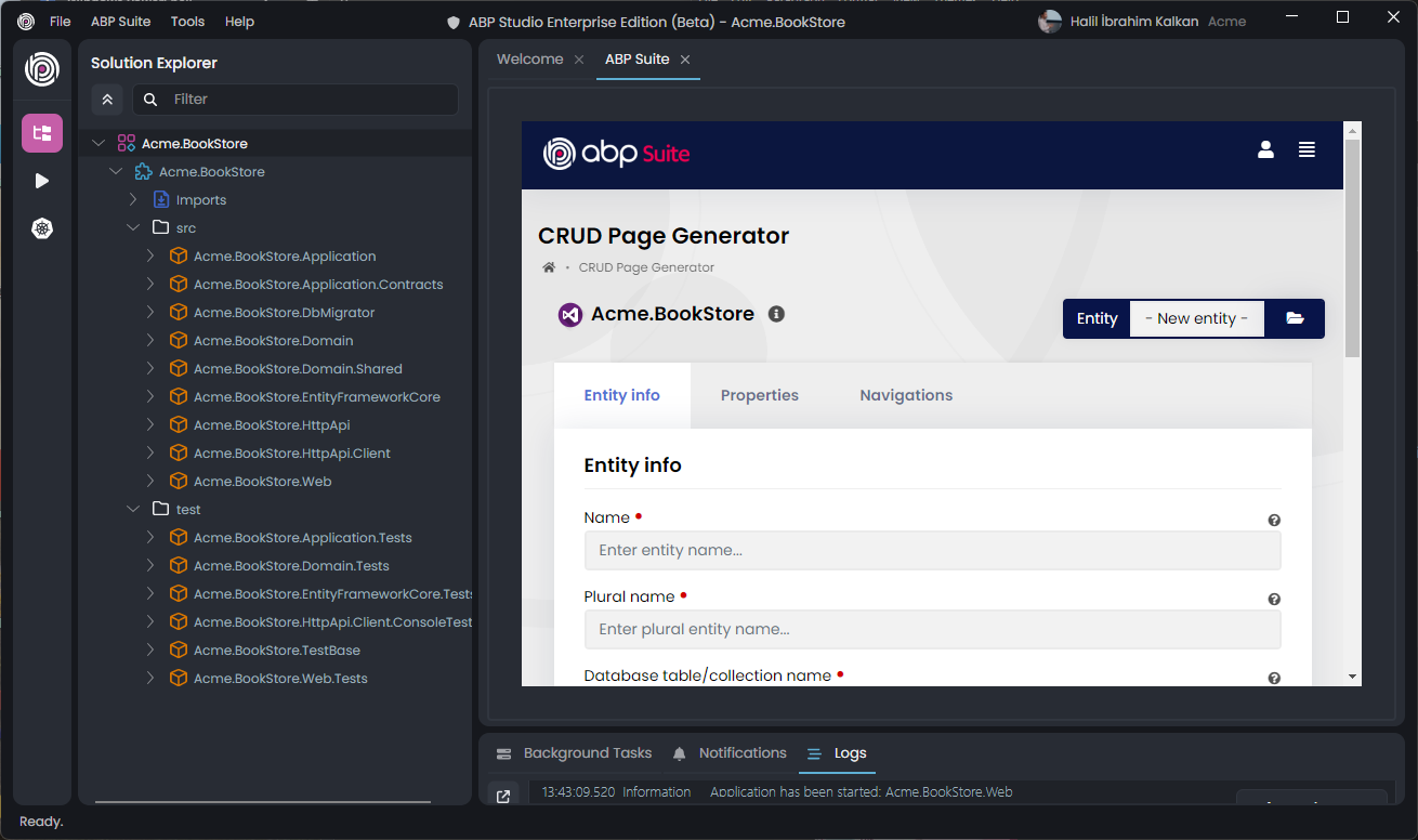 abp-suite-in-abp-studio
