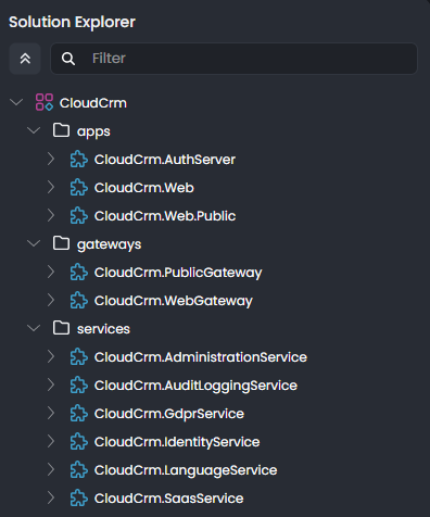 abp-studio-solution-explorer-initial-cloud-crm-microservice-solution
