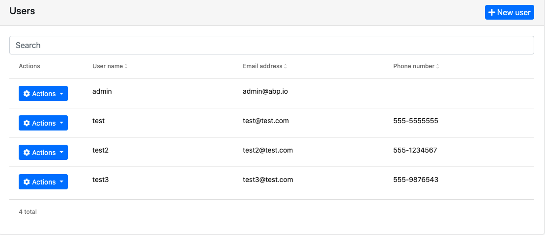 A screenshot showing users page after adding couple of users