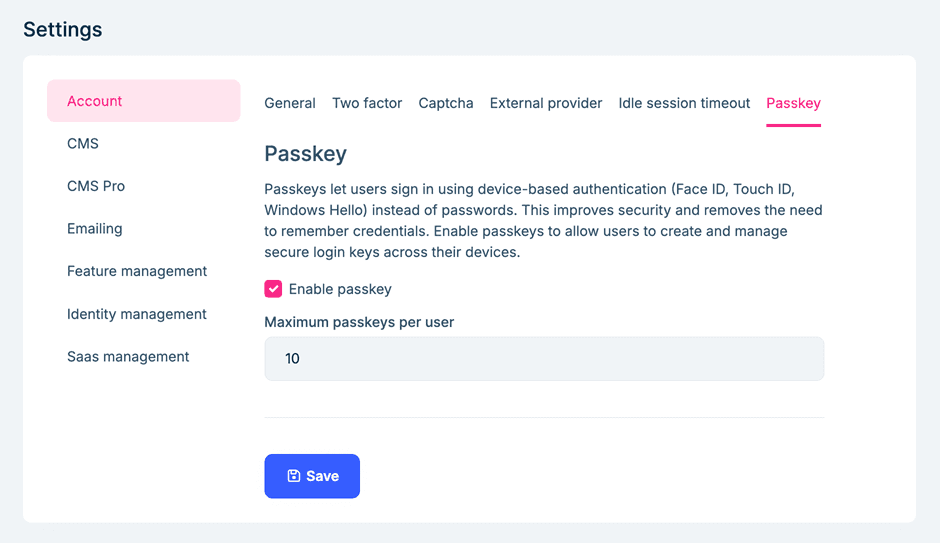 Passkey Setting